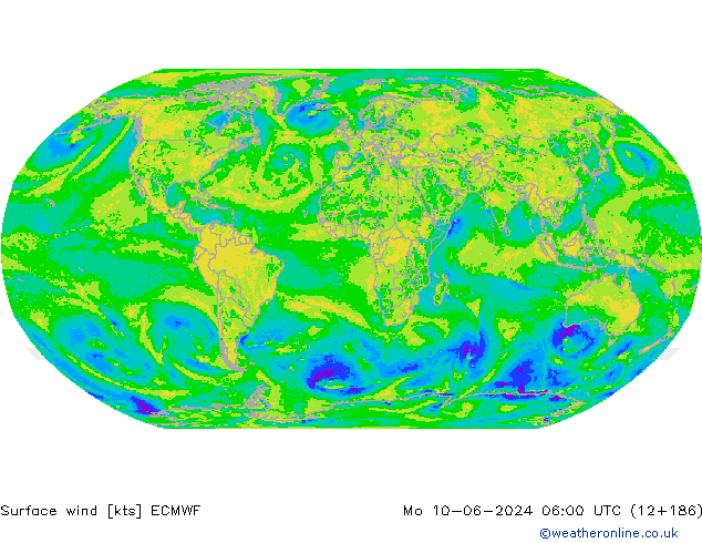 Neerslag 6h/Wind 10m/950 ECMWF ma 10.06.2024 06 UTC