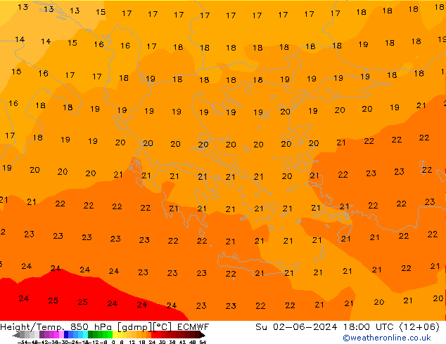 Z500/Yağmur (+YB)/Z850 ECMWF Paz 02.06.2024 18 UTC