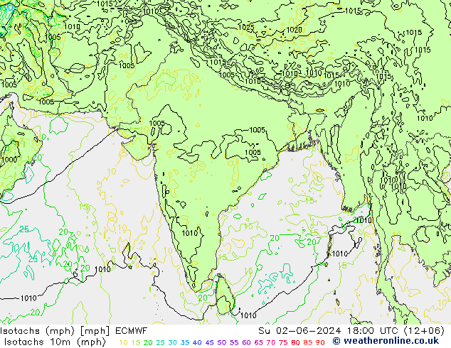 Isotachs (mph) ECMWF dim 02.06.2024 18 UTC