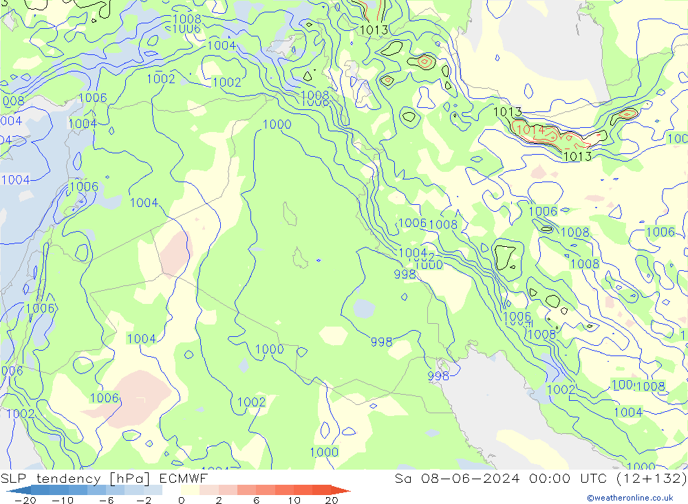 Tendance de pression  ECMWF sam 08.06.2024 00 UTC