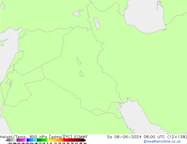 Hoogte/Temp. 850 hPa ECMWF za 08.06.2024 06 UTC