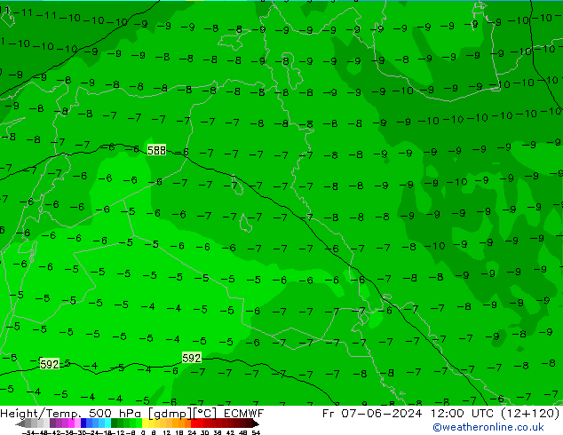 Z500/Rain (+SLP)/Z850 ECMWF  07.06.2024 12 UTC