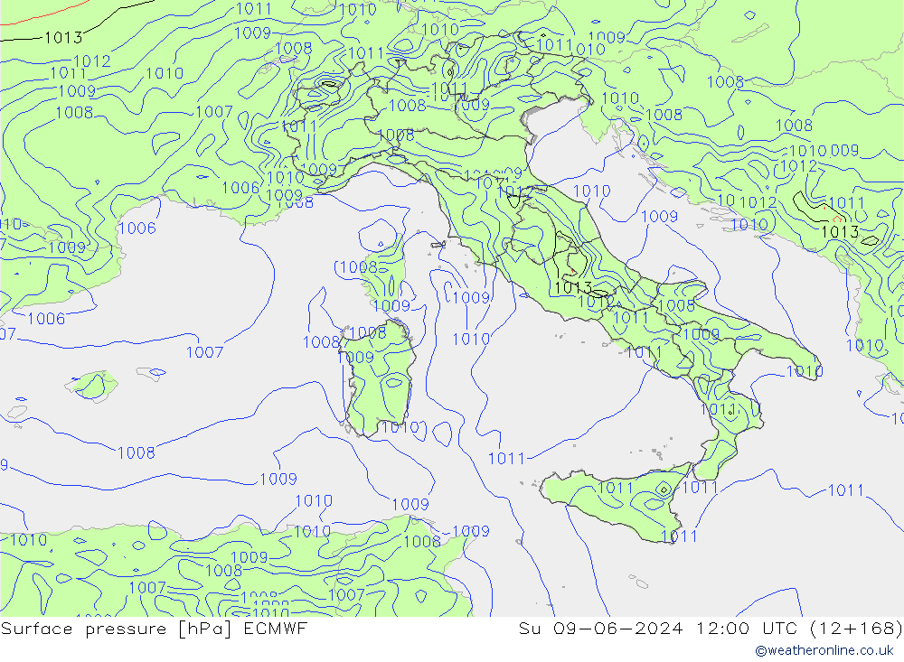 ciśnienie ECMWF nie. 09.06.2024 12 UTC