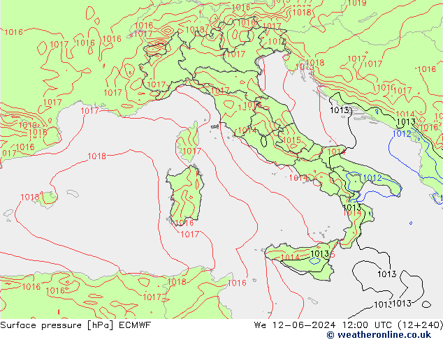 Luchtdruk (Grond) ECMWF wo 12.06.2024 12 UTC