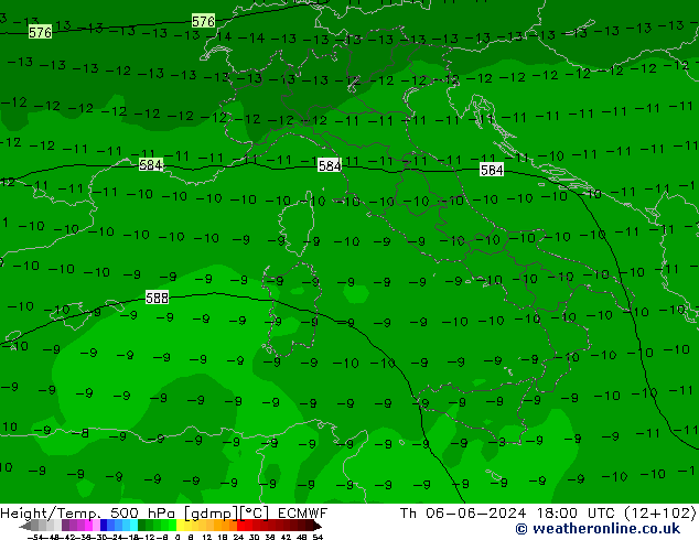 Z500/Rain (+SLP)/Z850 ECMWF  06.06.2024 18 UTC