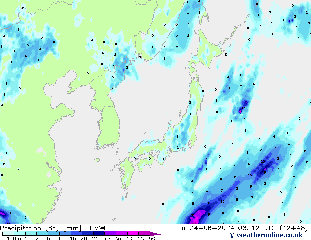 Z500/Rain (+SLP)/Z850 ECMWF Tu 04.06.2024 12 UTC