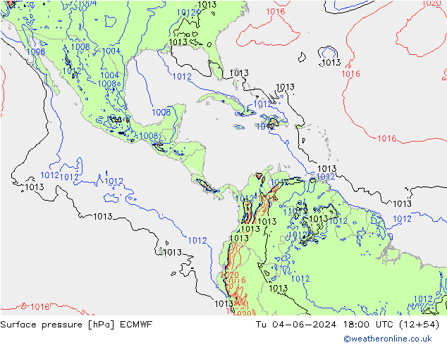 Yer basıncı ECMWF Sa 04.06.2024 18 UTC