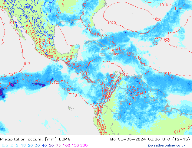 Precipitation accum. ECMWF Mo 03.06.2024 03 UTC