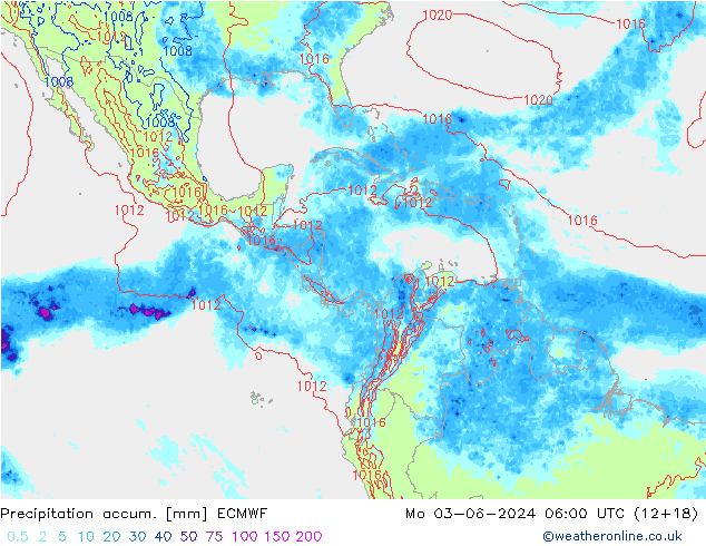 Precipitation accum. ECMWF Mo 03.06.2024 06 UTC