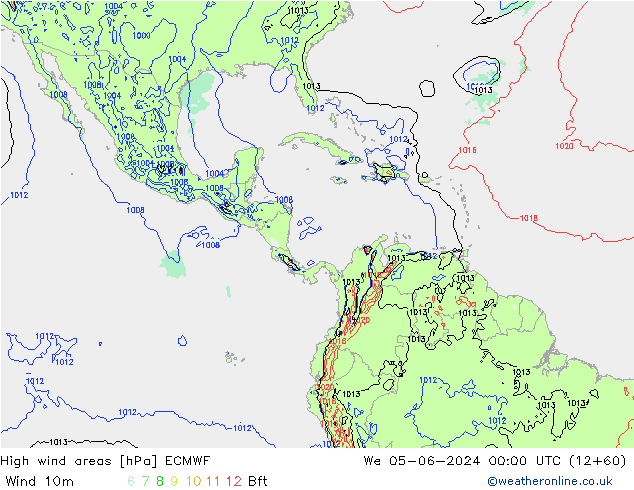 High wind areas ECMWF  05.06.2024 00 UTC