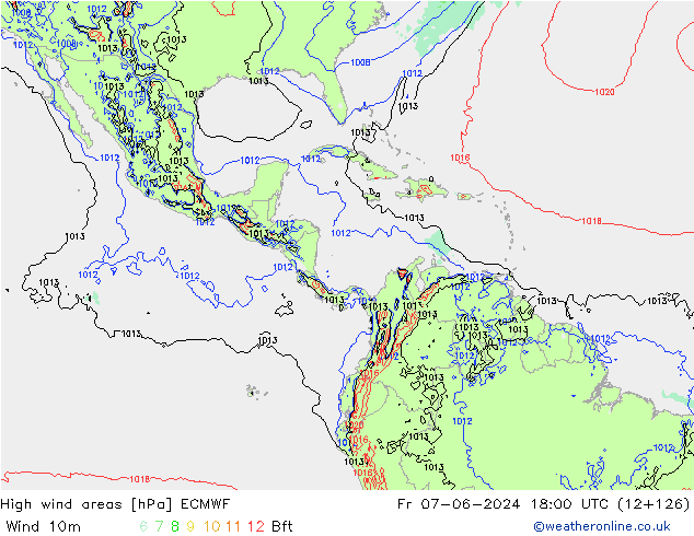 yüksek rüzgarlı alanlar ECMWF Cu 07.06.2024 18 UTC