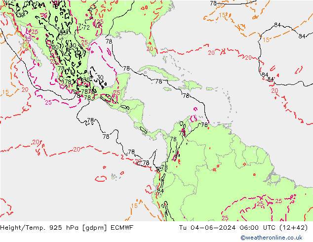 Height/Temp. 925 hPa ECMWF Út 04.06.2024 06 UTC