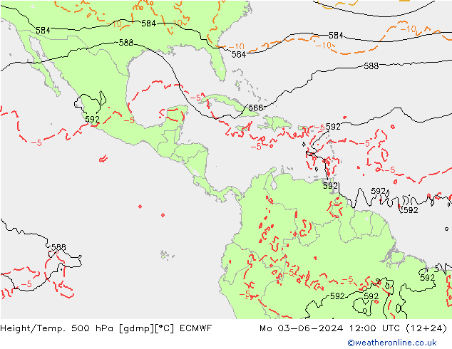 Z500/Rain (+SLP)/Z850 ECMWF пн 03.06.2024 12 UTC