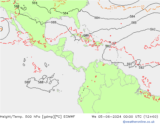 Z500/Rain (+SLP)/Z850 ECMWF Qua 05.06.2024 00 UTC