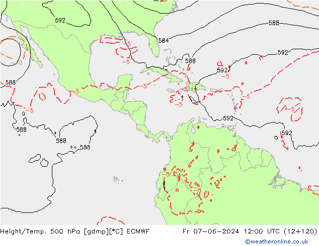 Z500/Rain (+SLP)/Z850 ECMWF Pá 07.06.2024 12 UTC