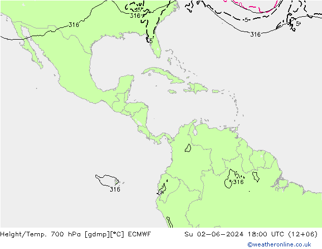 Height/Temp. 700 hPa ECMWF  02.06.2024 18 UTC