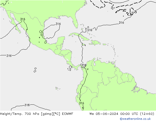 Height/Temp. 700 hPa ECMWF  05.06.2024 00 UTC