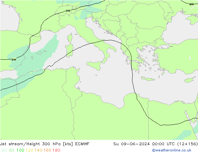 Jet stream/Height 300 hPa ECMWF Su 09.06.2024 00 UTC