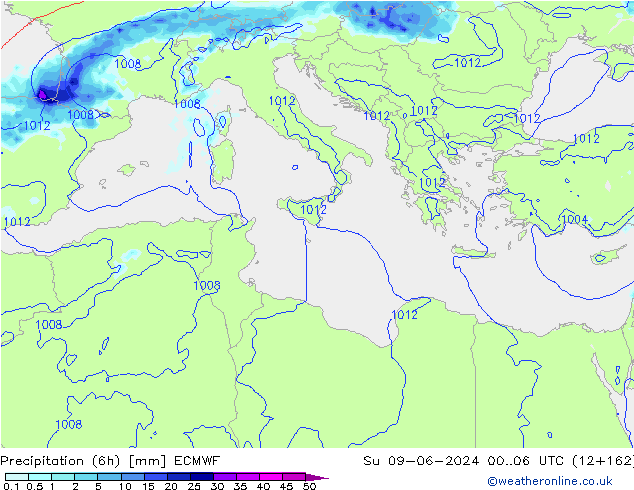 Z500/Rain (+SLP)/Z850 ECMWF  09.06.2024 06 UTC