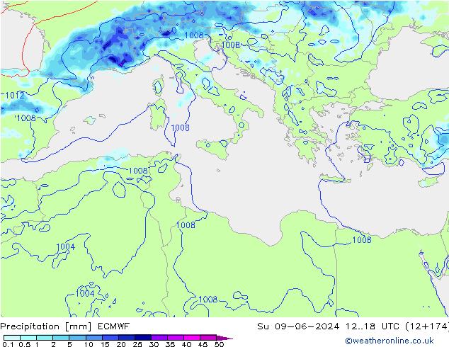 Neerslag ECMWF zo 09.06.2024 18 UTC