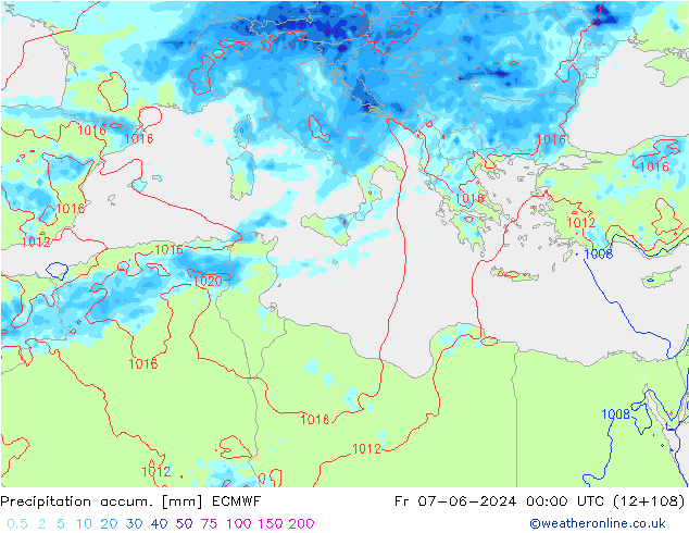 Precipitación acum. ECMWF vie 07.06.2024 00 UTC