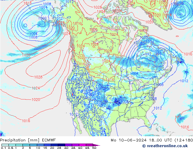 Srážky ECMWF Po 10.06.2024 00 UTC