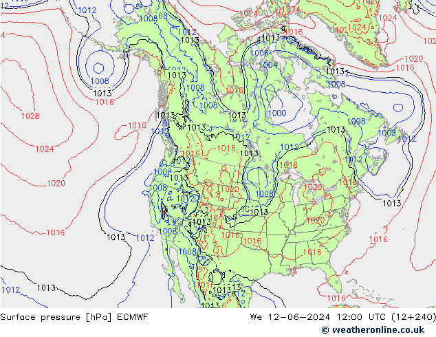 pression de l'air ECMWF mer 12.06.2024 12 UTC