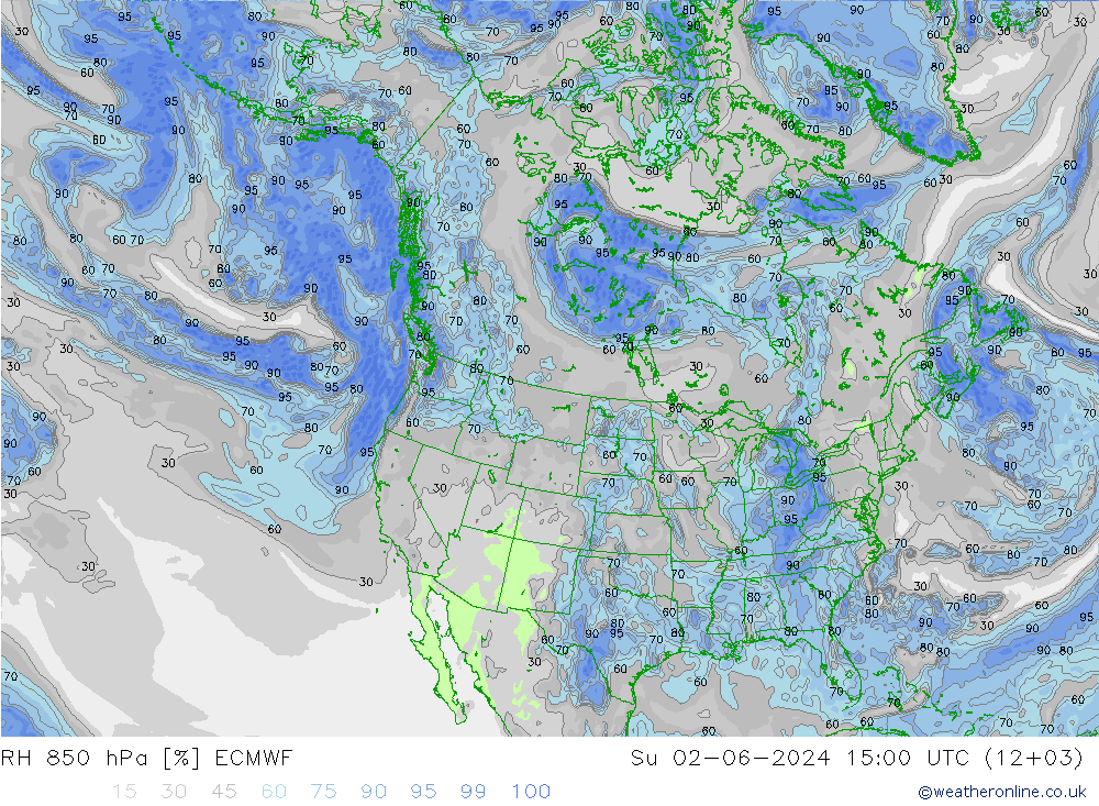 RH 850 hPa ECMWF dom 02.06.2024 15 UTC