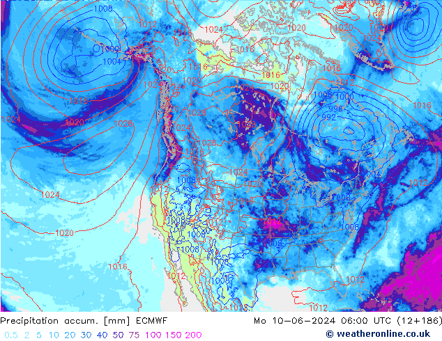 Precipitation accum. ECMWF Po 10.06.2024 06 UTC