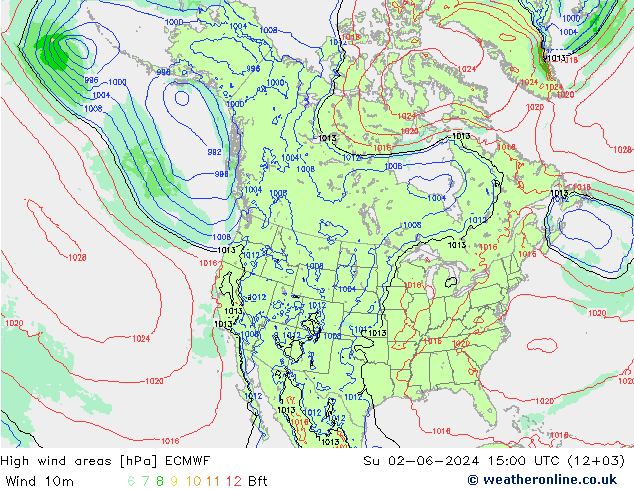 yüksek rüzgarlı alanlar ECMWF Paz 02.06.2024 15 UTC