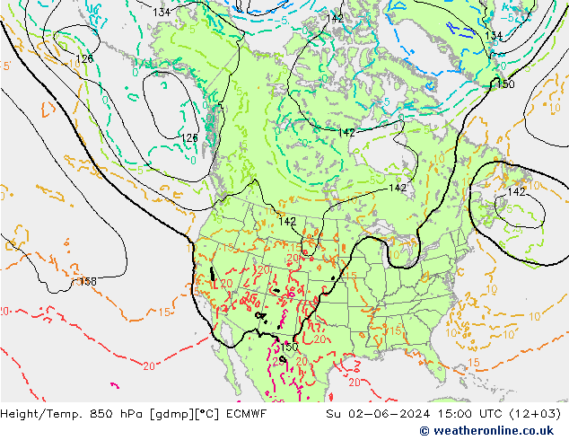 Height/Temp. 850 hPa ECMWF Ne 02.06.2024 15 UTC