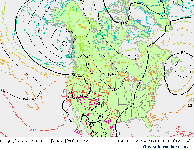 Z500/Regen(+SLP)/Z850 ECMWF di 04.06.2024 18 UTC