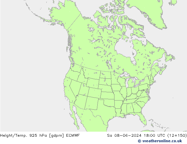 Height/Temp. 925 hPa ECMWF Sáb 08.06.2024 18 UTC