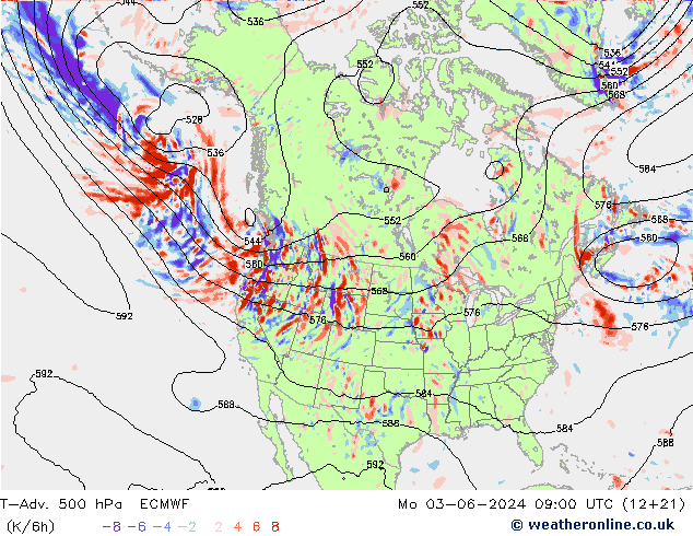 T-Adv. 500 hPa ECMWF lun 03.06.2024 09 UTC