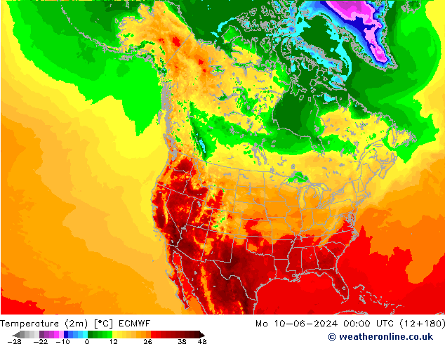 température (2m) ECMWF lun 10.06.2024 00 UTC