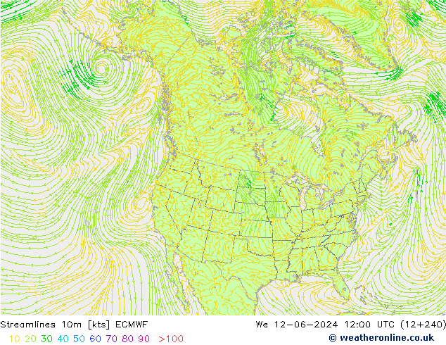 Stromlinien 10m ECMWF Mi 12.06.2024 12 UTC