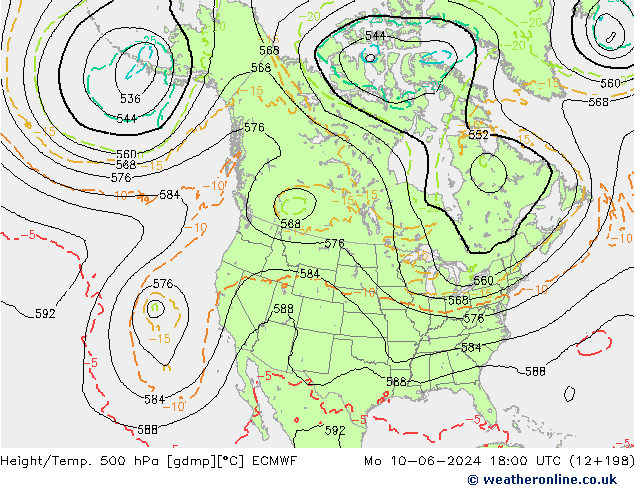 Z500/Rain (+SLP)/Z850 ECMWF Mo 10.06.2024 18 UTC