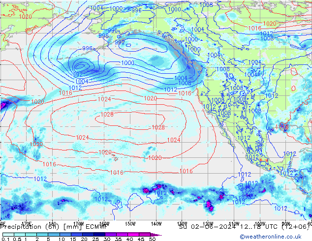 Z500/Rain (+SLP)/Z850 ECMWF dom 02.06.2024 18 UTC