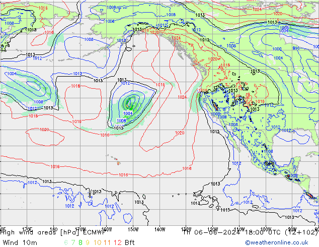 High wind areas ECMWF Th 06.06.2024 18 UTC