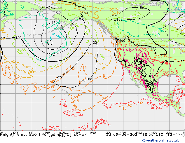 Height/Temp. 850 hPa ECMWF Su 09.06.2024 18 UTC