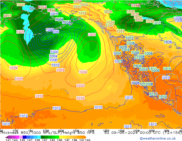 Thck 850-1000 hPa ECMWF  09.06.2024 00 UTC