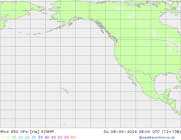 Viento 950 hPa ECMWF sáb 08.06.2024 06 UTC