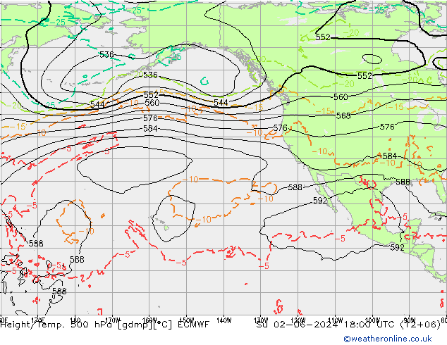 Z500/Rain (+SLP)/Z850 ECMWF dom 02.06.2024 18 UTC
