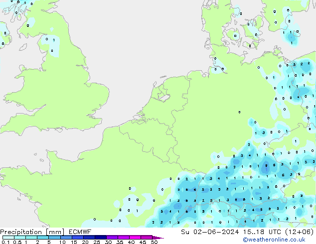 Precipitation ECMWF Su 02.06.2024 18 UTC