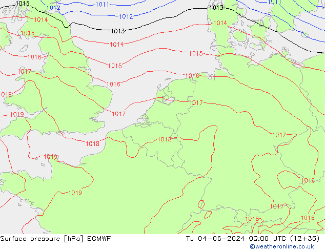 Atmosférický tlak ECMWF Út 04.06.2024 00 UTC