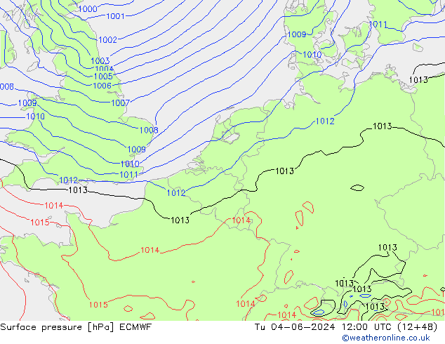 Yer basıncı ECMWF Sa 04.06.2024 12 UTC