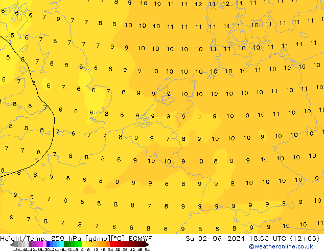 Z500/Rain (+SLP)/Z850 ECMWF dim 02.06.2024 18 UTC