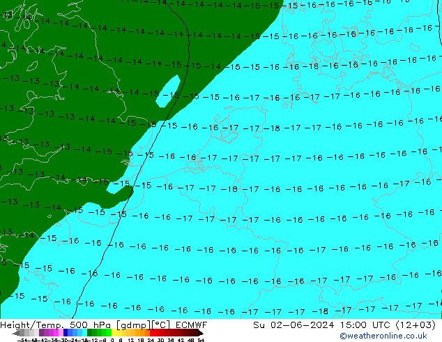 Géop./Temp. 500 hPa ECMWF dim 02.06.2024 15 UTC