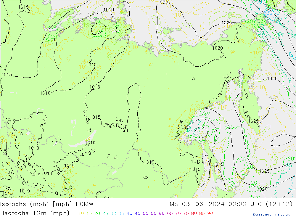 Isotachs (mph) ECMWF Seg 03.06.2024 00 UTC