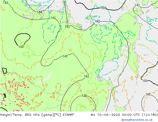 Height/Temp. 850 гПа ECMWF пн 10.06.2024 00 UTC